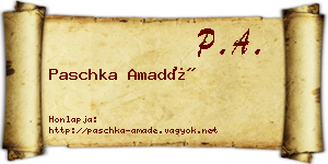 Paschka Amadé névjegykártya